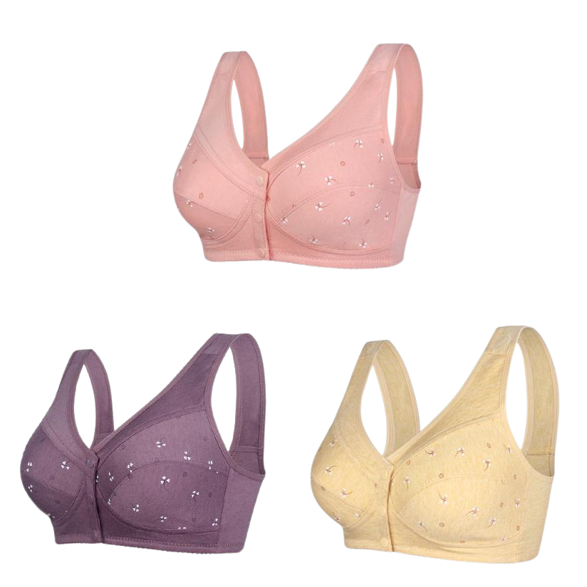 ✨【Vegyél 1-et, 2-t kapsz ingyen】💞【40-105KG】Középkorú hölgyek elegáns tisztapamut elülső gombos melltartója🎉49% kedvezménnyel