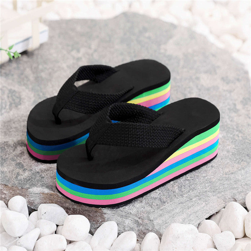 【36-41】Női nyári Rainbow vastagtalp szandál, strandpapucs