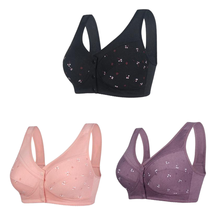 ✨【Vegyél 1-et, 2-t kapsz ingyen】💞【40-105KG】Középkorú hölgyek elegáns tisztapamut elülső gombos melltartója🎉49% kedvezménnyel