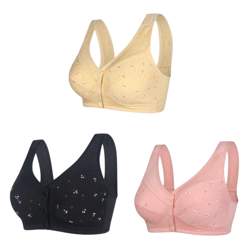 ✨【Vegyél 1-et, 2-t kapsz ingyen】💞【40-105KG】Középkorú hölgyek elegáns tisztapamut elülső gombos melltartója🎉49% kedvezménnyel