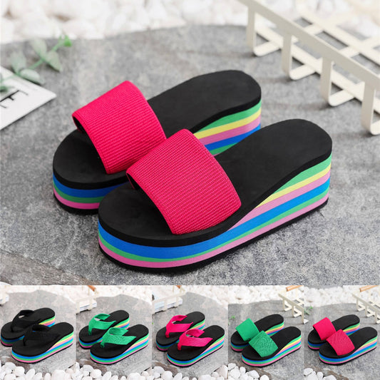 【36-41】Női nyári Rainbow vastagtalp szandál, strandpapucs