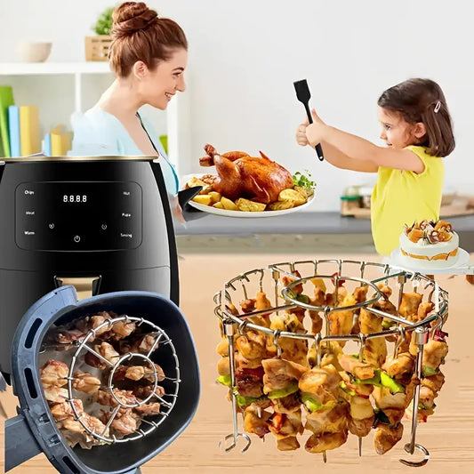 🍢🍖🍗304 rozsdamentes acél grill 24 nyársal légsütő sütőhöz
