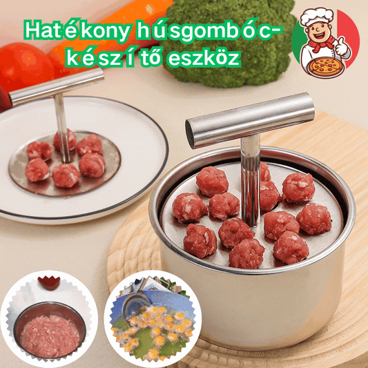 🍖🐟Rozsdamentes acél húsgolyó formázó, praktikus konyhai eszköz – ideális hús- és halgolyókhoz