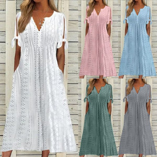 🔥🔥[S-5XL]👗Egyszerű és gyönyörű egyszínű ruha
