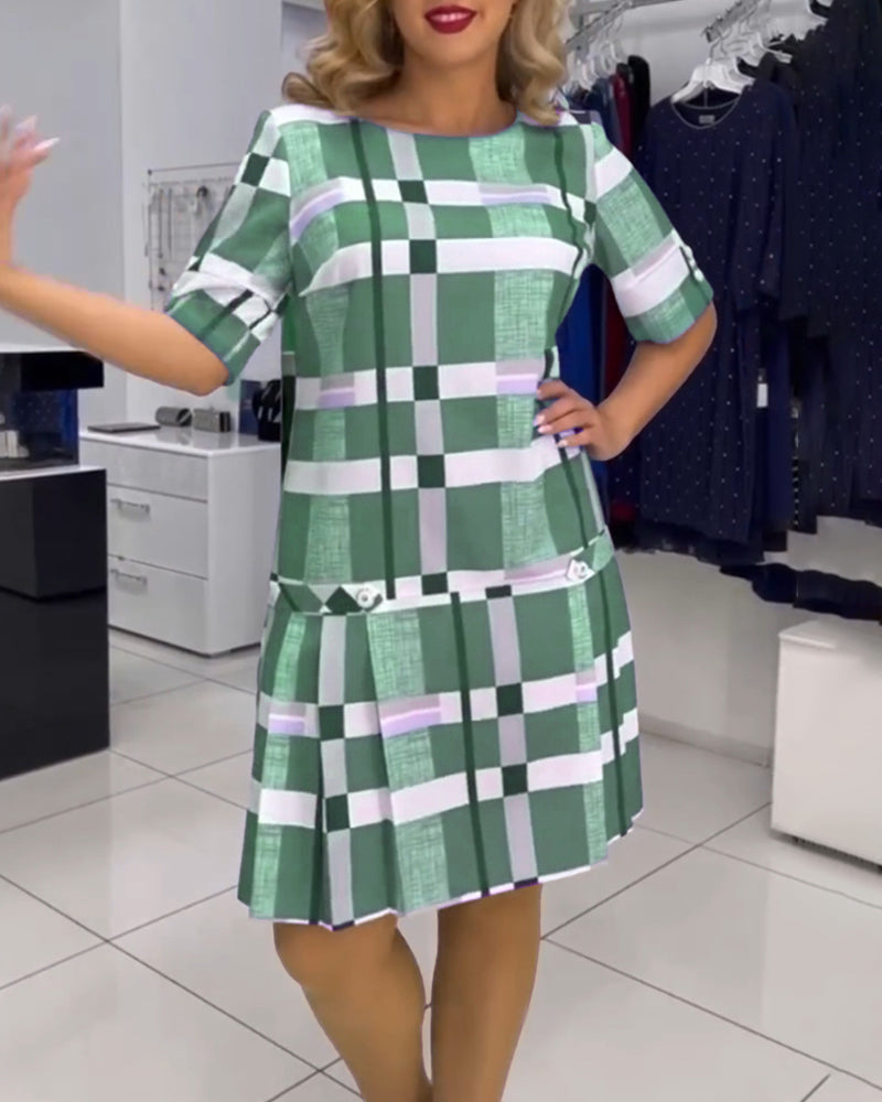 👗【S-5XL】❤️2024-es új többszínű, elegáns kockás ruha