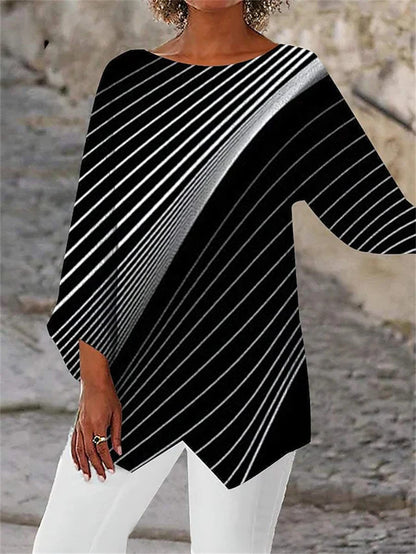 ✨【S-5XL】2025-as új, hosszú ujjú, kerek nyakú nyomott ing