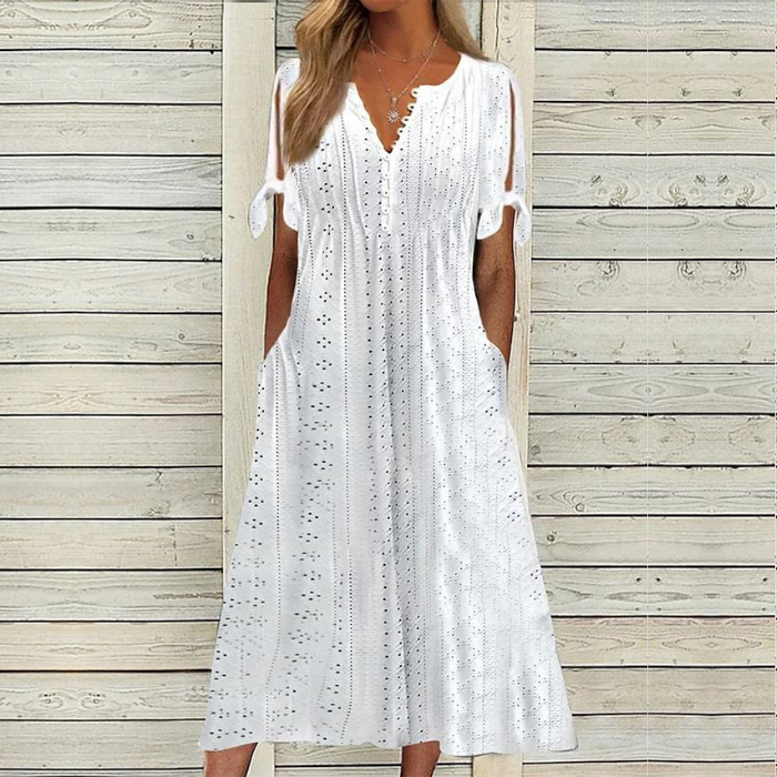 🔥🔥[S-5XL]👗Egyszerű és gyönyörű egyszínű ruha