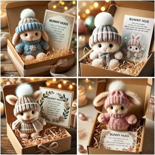 🎉Különleges heti kedvezmény🐇Mini nyuszi ölelés, kézzel készített, cuki húsvéti ajándék🎁