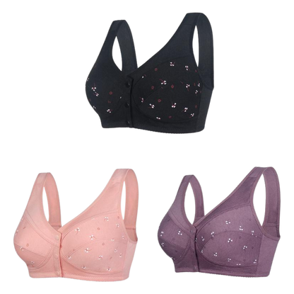 ✨【Vegyél 1-et, 2-t kapsz ingyen】 💞【40-105KG】Középkorú hölgyek elegáns tisztapamut elülső gombos melltartója🎉49% kedvezménnyel