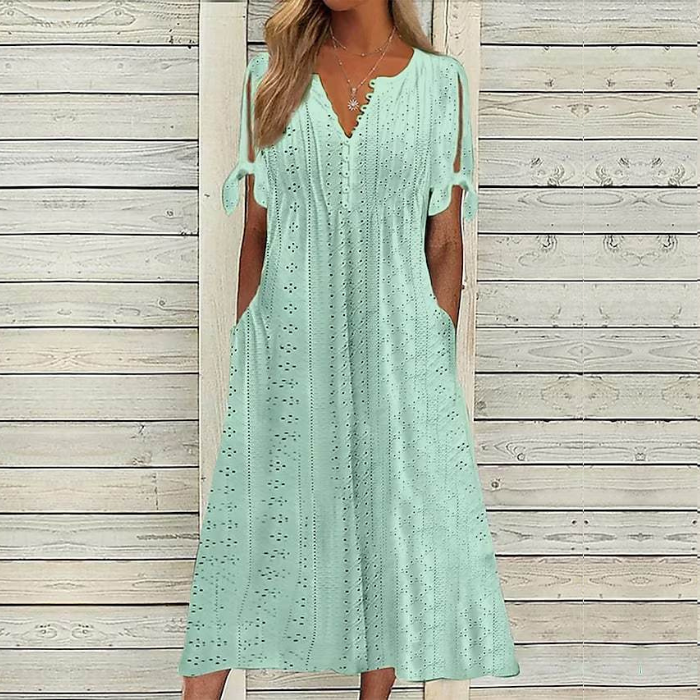🔥🔥[S-5XL]👗Egyszerű és gyönyörű egyszínű ruha