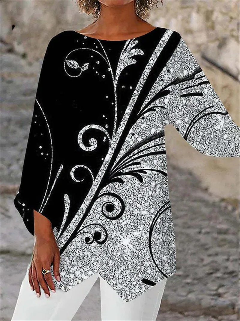 ✨【S-5XL】2025-as új, hosszú ujjú, kerek nyakú nyomott ing