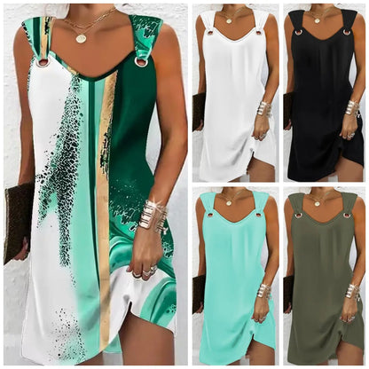 🔥🔥👗👗【Vegyél egyet, kapsz egyet ingyen】Új tavaszi és nyári ujjatlan ruha V-nyakú