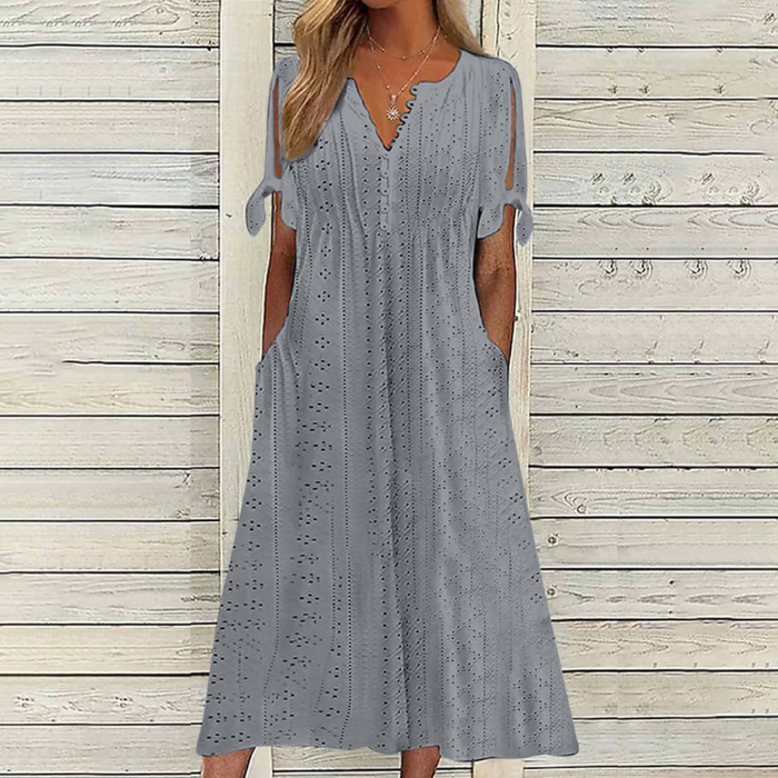 🔥🔥[S-5XL]👗Egyszerű és gyönyörű egyszínű ruha