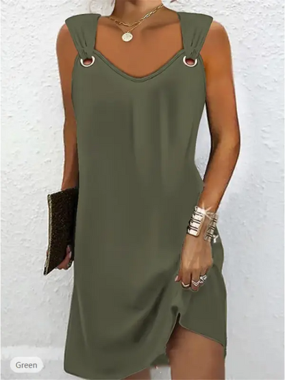 🔥🔥👗👗【Vegyél egyet, kapsz egyet ingyen】Új tavaszi és nyári ujjatlan ruha V-nyakú