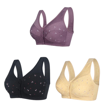 ✨【Vegyél 1-et, 2-t kapsz ingyen】 💞【40-105KG】Középkorú hölgyek elegáns tisztapamut elülső gombos melltartója🎉49% kedvezménnyel