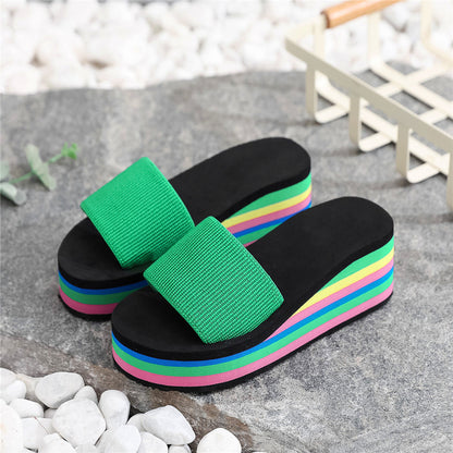 【36-41】Női nyári Rainbow vastagtalp szandál, strandpapucs